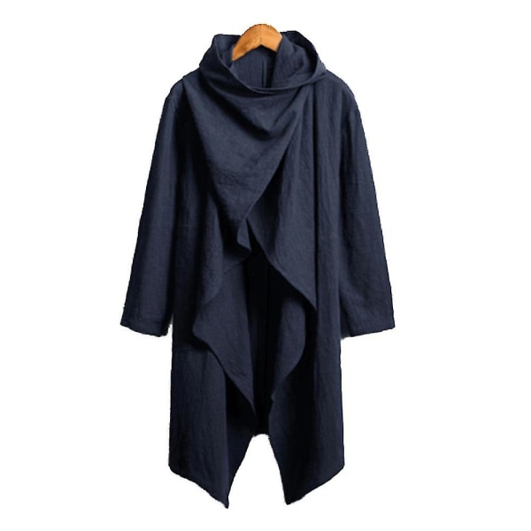 Herr Poncho Kappa med Lång Ärm Höst Vinter Jacka Cape Kappor Ytterkläder Dark Blue S