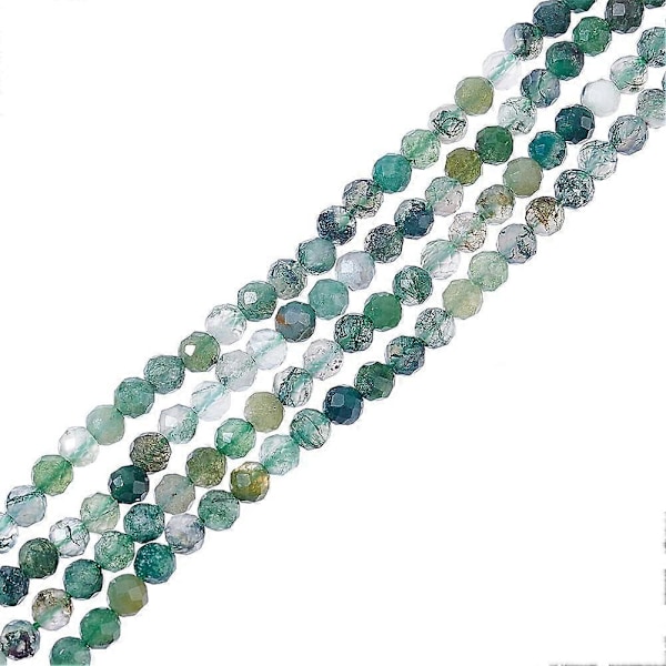 246 stk. 3 mm Mikro Facetterede Ædelstensperler Naturlige Mosagatperler