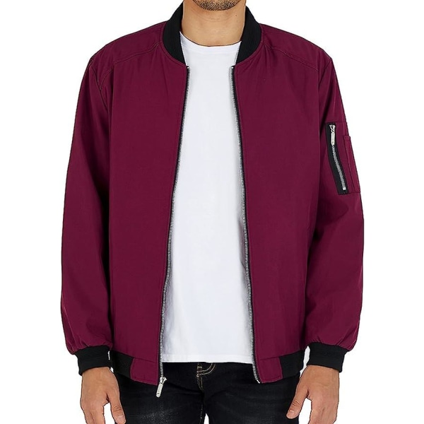 Lett fritidsjakke for menn Softshell Flight Bomber Varsity Vindjakke Dark Red L
