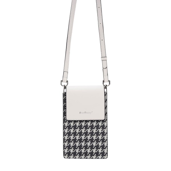 Magnetisk knappsplicing Gird PU läder crossbody väska liten axelväska för resor, dagligt bruk Beige