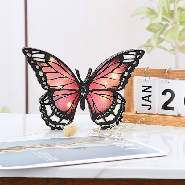 Fjäril Dekor Staty i Trä - Lysande Trä Djurhantverk Dekor, Fjäril Dekor, Djur Bordsdekoration, Jul Påsk Dekoration blue butterfly