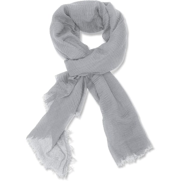 Kvinnors Olaof Scarf Bomull Linne Chic Dam Solid Färg Mjuk Scarf Stor Lång Wrap Sjal Scarves,180100cm Grey