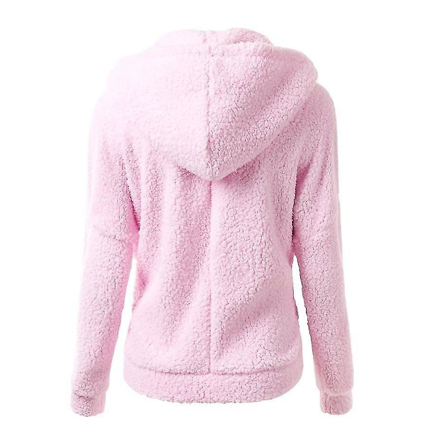 Dame Mode Afslappet Frakke Efterår Vinter Hættefrakke Plys Varm Jakker Plus Størrelse S-5xl pink 4XL