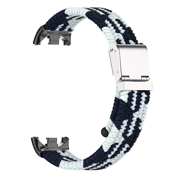 För Xiaomi Smart Band 8 flätad nylon klockarmband justerbart spänne elastiskt band Black White