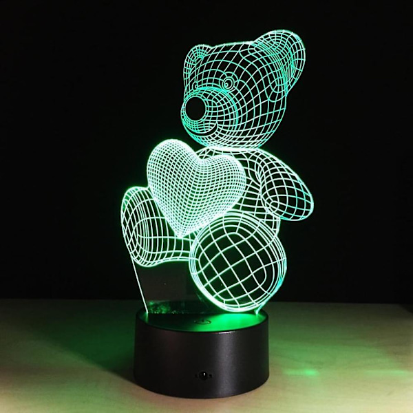 3D Optisk Illusjonslampe LED 7 Farger Berøringsbryter Skiftende Nattlys For Soverom Hjem Dekor Bryllup Bursdag Jul