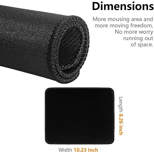 Gamingmusmatta/matta för bärbar dator 10,23"x8,26"x0,08" tangentbordsdyna Skrivbordsdyna Black Rectangle