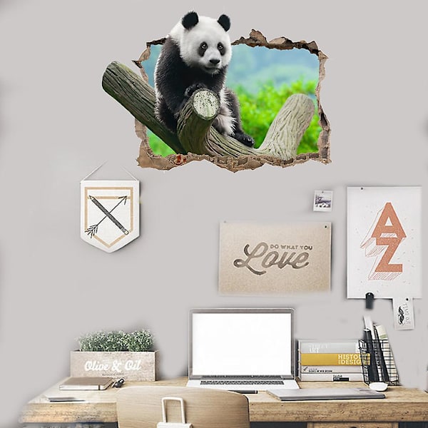 Sztxj 3d Panda på grenen söt barnkammare dekoration klistermärke, blodiga händer och fötter DIY klistermärken för glas familjeskola