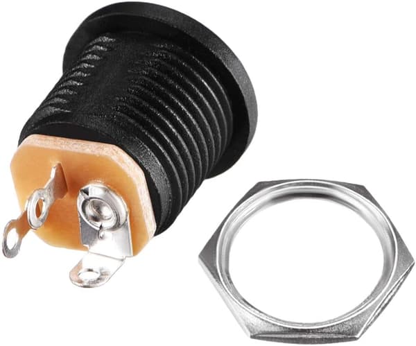 sourcing map DC-022 5.5mmx2.1mm DC Strømstik Socket 3 Ben Hun Panelmonteringsstik 15 stk