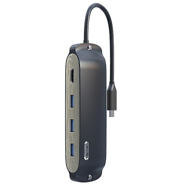 BS8H Type-C Hub Konverter til PD+USB 3.0+2xUSB 2.0+HD Video Output Port+2 Kortlæser Slots+RJ45 Navy Blue