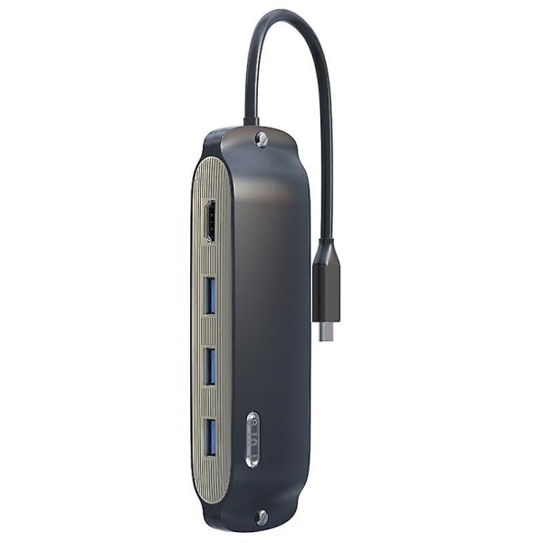 BS8H Type-C Hub-omvandlare till PD+USB 3.0+2xUSB 2.0+HD-videoutgångsport+2 kortläsareplatser+RJ45 Navy Blue