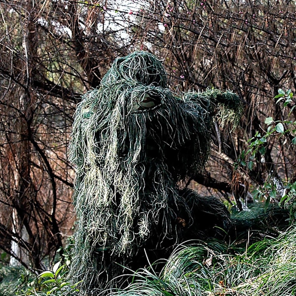 5-i-1 Ghillie Suit, Lätt Woodland Ghillie Suit, Kamouflagejaktkläder, Passar för Personer med en Längd på 175-188 cm