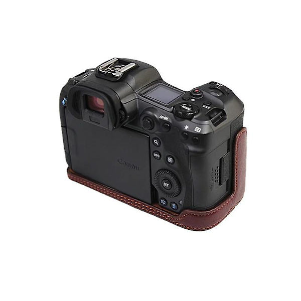 Nahkainen kameran pohjakotelo Canon EOS R5/R6/R62 -malleille, paristoluukun aukko, suojaava puolikotelo Coffee