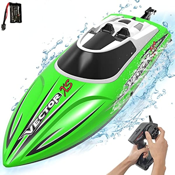 RC Båt 20MPH Rask RC Båt for Voksne 2.4Ghz Fjernkontroll Båt for Basseng og Innsjø med Oppladbare Batterier Leker Gaver til Gutter Jenter Grønn