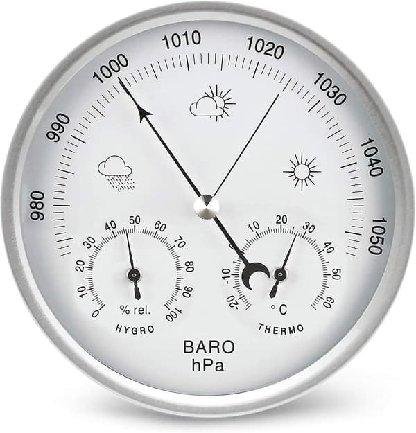 Analog väderstation med barometer, termometer och hygrometer - Lufttrycksmätningar - Enkel och lättläst