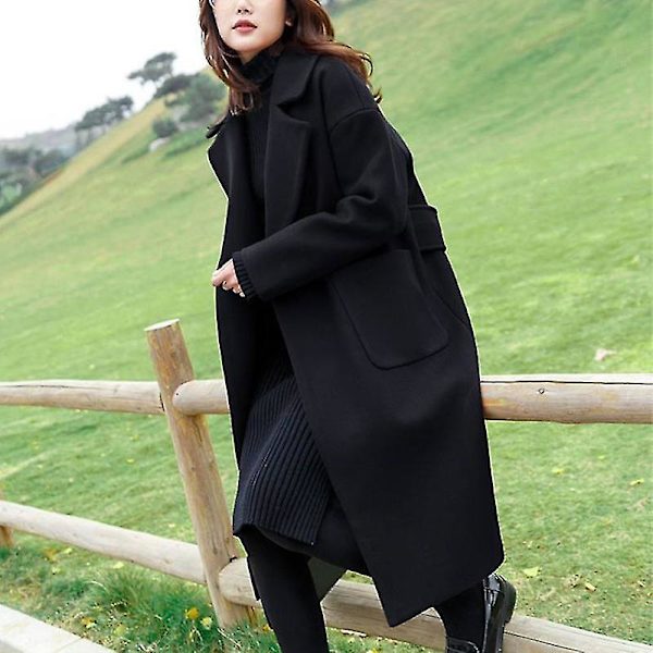 Dame Overfrakke Vinter Varm Trenchcoat Lang Jakke Casual Overtøj Top 4XL