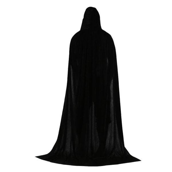 Unisex Full Length Hooded Robe Cloak Costume Black 130cm