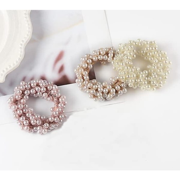 6 st kristallhårband elastiska hårsnoddar pärlhårrep pärlhårband 9Pcs