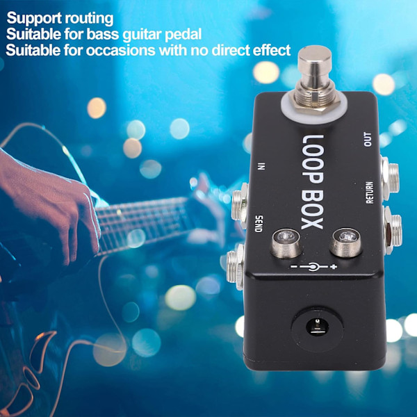 Gitarr Loop-effektpedal för elgitarr, svart, True Bypass, kanalval för elbas