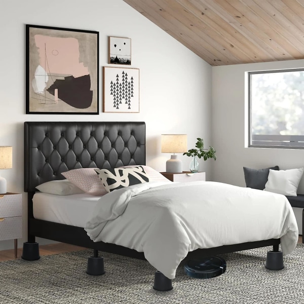 4 tum runda sänghöjare, tunga möbelhöjare, lyfter upp 3,35 tum för möbelhöjare för sängbordssoffa sovsalslyftar lyfthöjare block Black 6 Pcs 4 in  6pcs