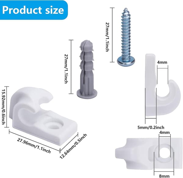 Wire Shelf Loop Clips - 20 stk. Hvite Nedveggklips for Garderobehyller