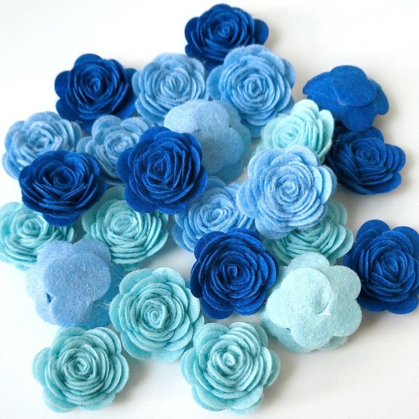 Sztxj Romantic Blue Roses Blommor Väggklistermärken Avtagbar självhäftande väggdekoration för vardagsrummet sovrum (24st)