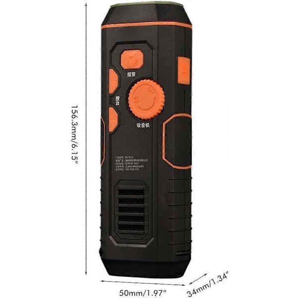 Mnsun Nödradio FM-radio med Uppladdningsbart Batteri Handvev Ficklampa med Vevradio och 3 LED-lampor Radioalarm för Resor Bärbar Camping