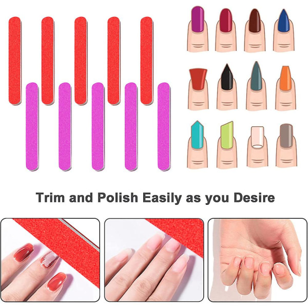 10 stk. dobbeltsidet neglefile med sandpapir, manicure- og pedicureværktøj style4