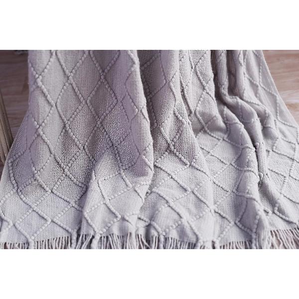 Strikket Tæppe Kvast Seng Polering Solid Nordisk Plaid Polering Mode Tæppe Blød Sofa Polering Dekorativt Sengetæppe Hellgrau