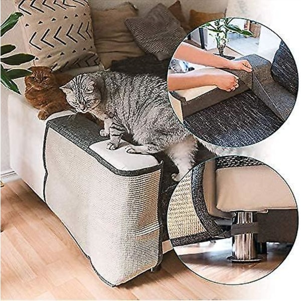 Cat Scratching Mat Skydd Fåtölj Soffa Katt Nail Scratching Sisal Skydd Armstöd - Vänster sida 60x50cm