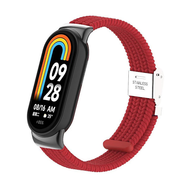 För Xiaomi Smart Band 8 Flätad Nylon Klockarmband Justerbart Spänne Elastiskt Armband Red