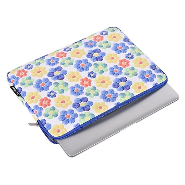 2 st/set PU-blixtlåsfodral för bärbar dator för 11~15 tums bärbar dator, + liten väska med blommig akvarellmålning For 13 inch Laptop