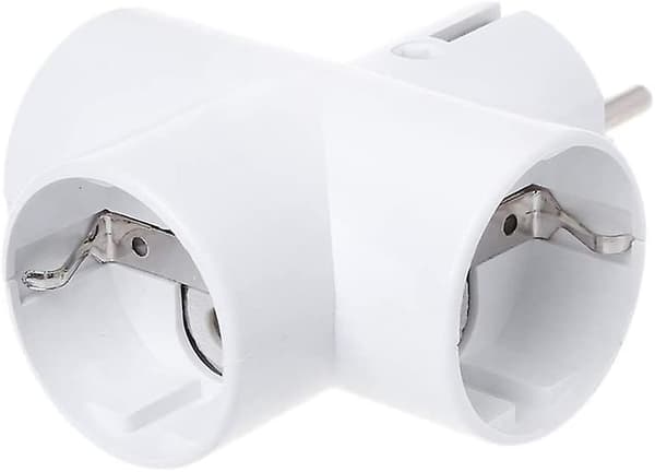 EU-standardkonverteruttag med 3 utgångar i keramik, reseadapter