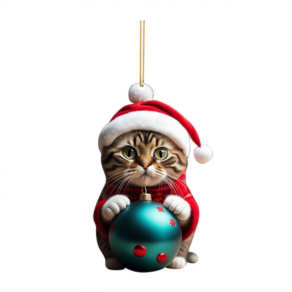 2d Akryl Rolig Katt Julgransprydnad Akryl Katt Prydnad Akryl Dubbel Tryck Rolig Julhänge Xmas Vit Elefant Present 2d Roligt Hänge