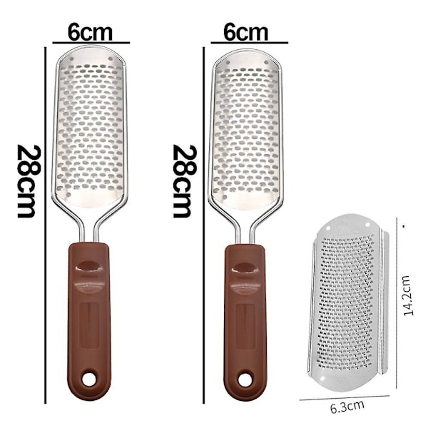 2 Fotrasper i metall (fotfil) + 1 gratis erstatningsblad 2 brown handle file * 1 file large hole