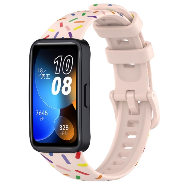 Färgglad fläckig silikonersättningsrem för Huawei Band 8 Light Pink