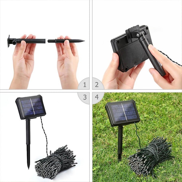 Solar Julelys LED - 22 meter 200 LED 8 tilstande Fe Lys Til Have, Hegn, Altan blue light