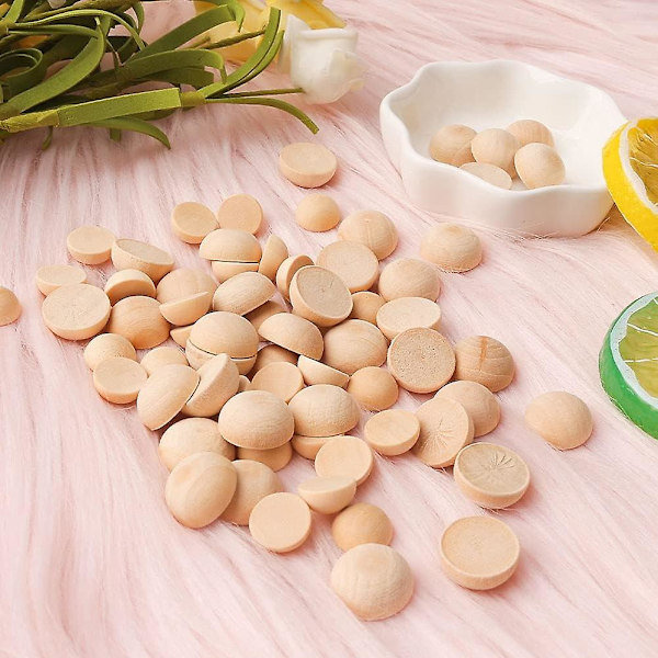 400 st 12 & 15 mm halva träpärlor, halva träkulor halva hantverkskuglar oavslutade delade träpärlor för tomtenäsor måla DIY hantverksleksak heminredning Ha