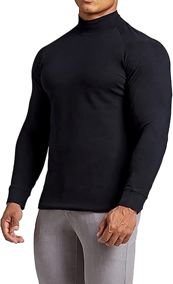 Herrtröjor med polokrage, slim fit, pullovertröjor med rullkrage, casual långärmade