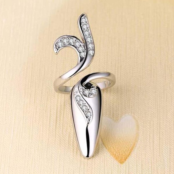 1 set/4 st strass nagelring fingertopp justerbar öppning nagelkonst berlocker tillbehör för kvinnor flickor, silver