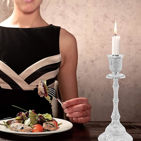 Ljusstakar, Silver/förgyllda Ljusstaksställ Heilwiy Set Om 2 För Vardagsrum Present