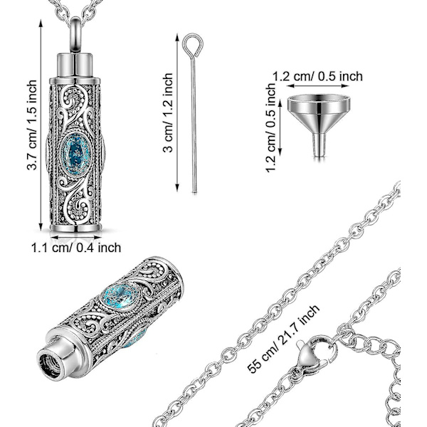 2 st Urnhalsband för aska Kremering Urna Hänge Halsband Kristall Kremering Smycken med förvaringsväskor Minneshänge (lila, blå)-ksize
