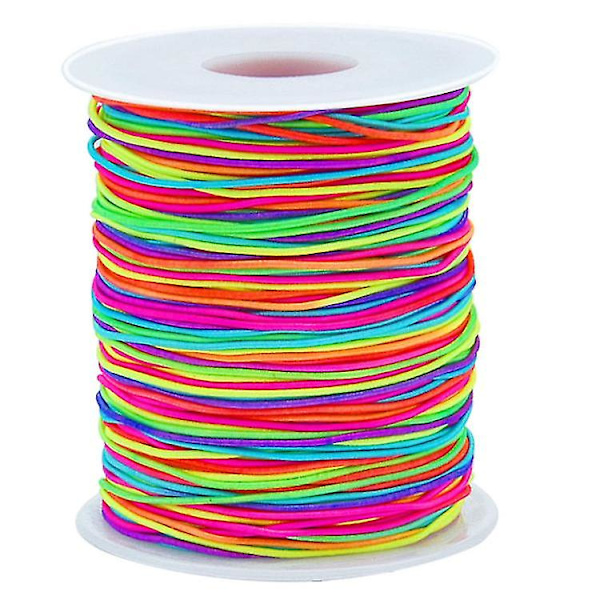 Elastisk armbåndstråd, robust regnbuefarget elastisk snor for smykkelaging 1MM 100M