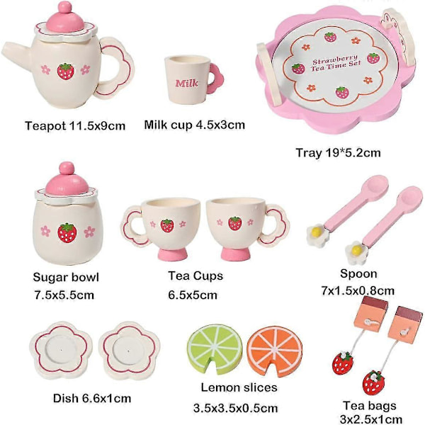 Leksakskök Tillbehör Träblandare Set Låtsas Leka Matset för Barn Köksrollspel Leksaker Blender Baka Kakor Leksakssats Matlagning Köksleksaker för 14pcs Tea Set