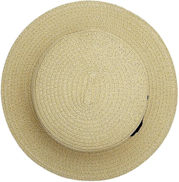 Dame Bowknot Stråhat Sommer Fedoras Boater Solhat Beige