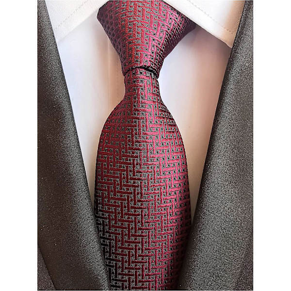 Ginghamrutete slips for men, stripete mønster, formelle designslips for forretninger 8 cm