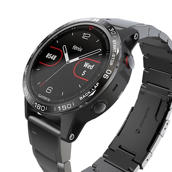 Ringfodral för Garmin Fenix 5 Plus, skyddande ring i metall för sportklocka Black  Red