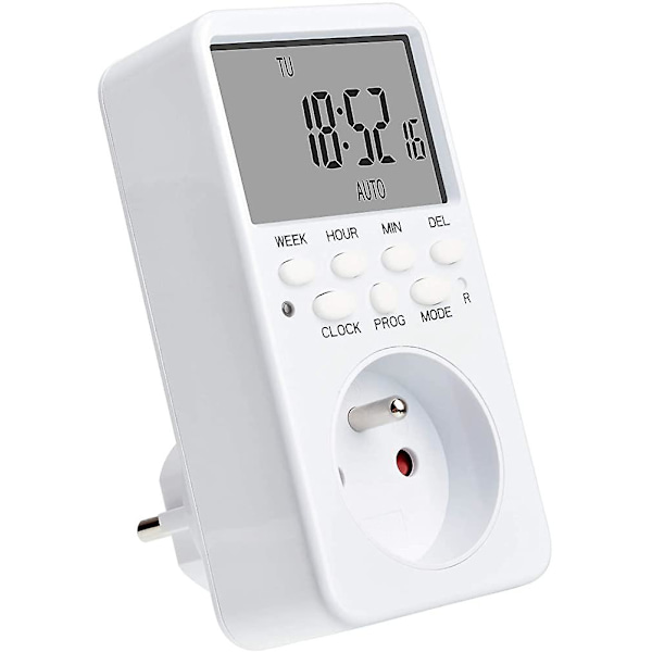 Digital Programmerbar Stikkontakt, Timer Ugentlig Elektrisk Stikkontakt Med 20 Programmer, 24 timer