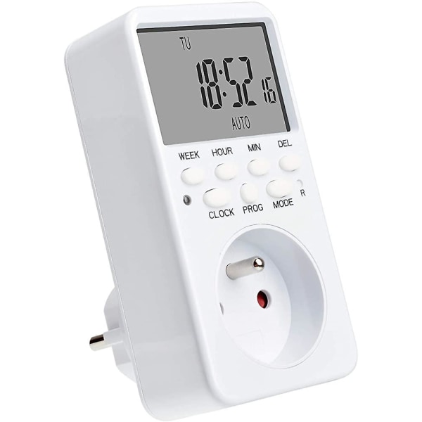 Digital Programmerbar Stikkontakt, Timer Ukentlig Elektrisk Stikkontakt Med 20 Programmer, 24t