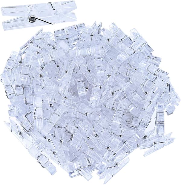 100 st Mini Transparenta Plastklämmor Klämmor (klara)