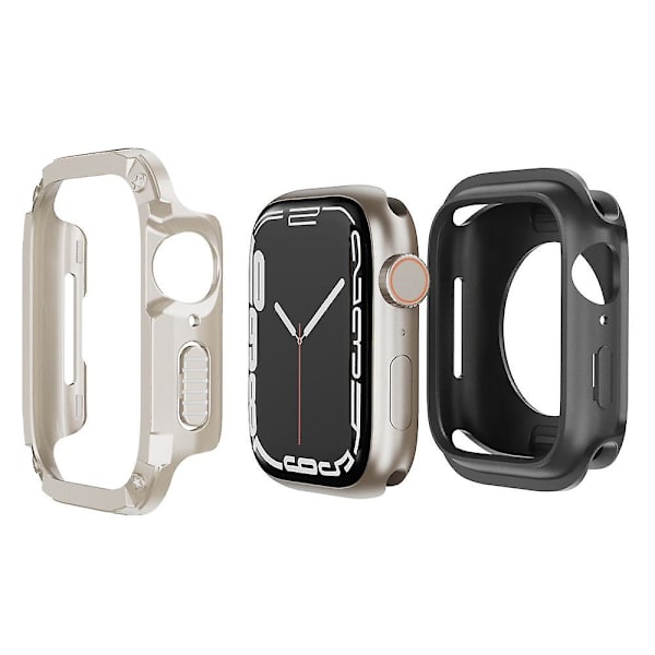 For Apple Watch Series 6 5 4 SE SE (2022) 44mm/8 7 45mm Klokke Deksel TPU+PC Anti-fall Beskyttelse Starlight